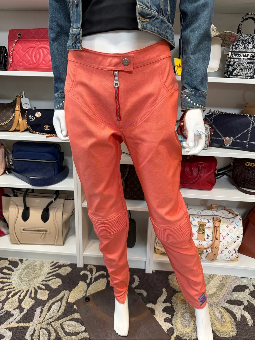 Y2k Chanel Identification SS 2002 Orange Peach Utility Cargo Pants IT 40